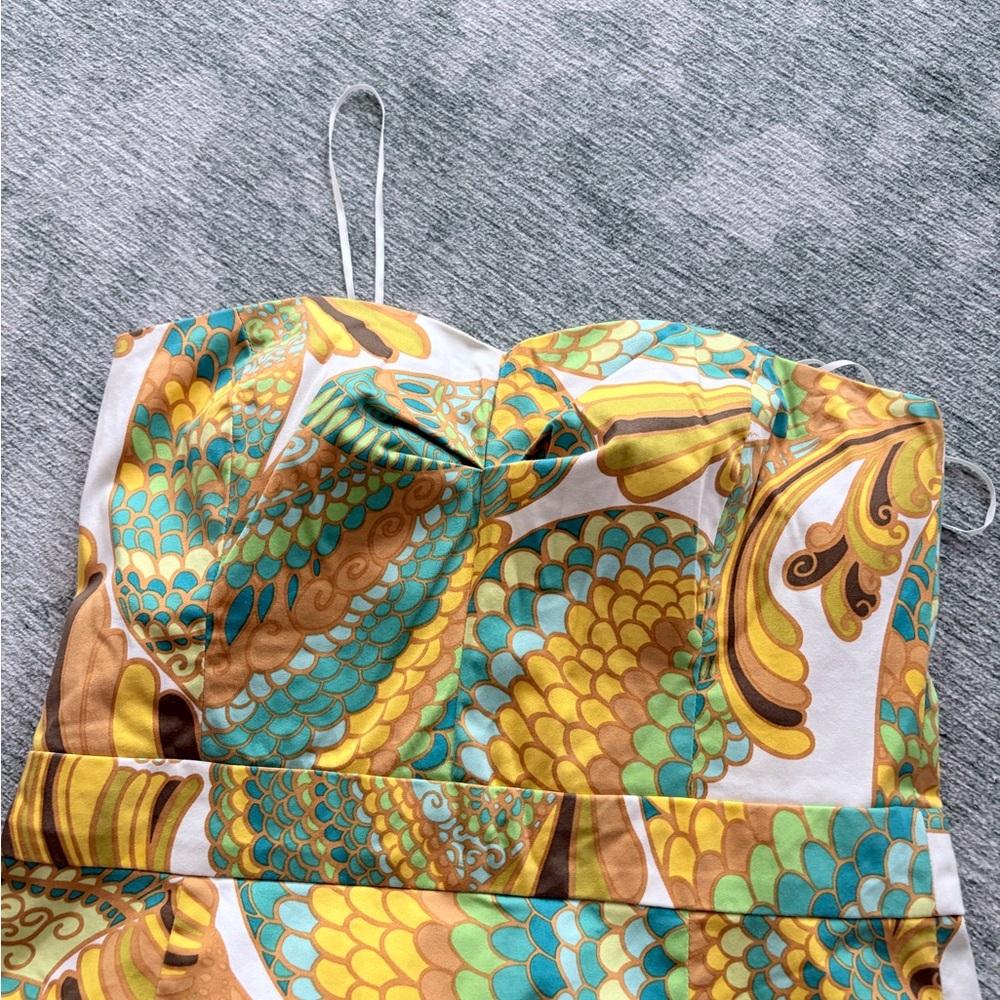 Trina Turk for Banana Republic summer 2012Teal Yellow Brown Strapless Mini Dress - Picture 5 of 14